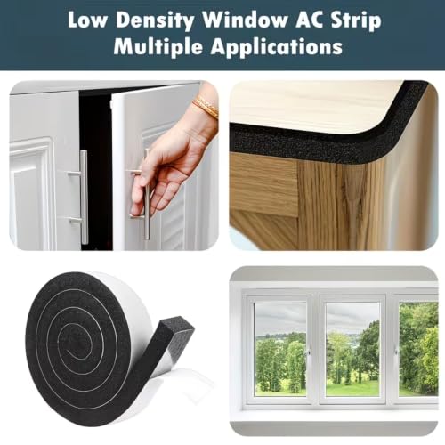 Image of EVA Foam Weather Seal Strip 13 ft, Self Adhesive Peel & Stick Anti Slip Cushion Tape for Door, Window, Cabinet, Table, Chair, Furniture & DIY Projects 2cm x 6mm Thick