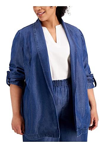 Bar III Womens Roll-tab Sleeve Draped Open Front Jacket