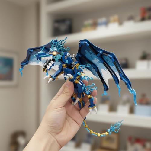 Image of SKY LINE OCEAN Blue Water Dragon Building Block Set (501 PCS) - Dragon Model Toy for Kids Boys & Girls, Mini Brick Collectible Figure, Creative Construction Gift | 5 Year Structural Warranty