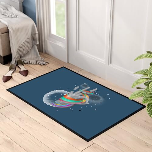 Paillasson bleu moderne tapis entrée design surréaliste 60x40cm - 3