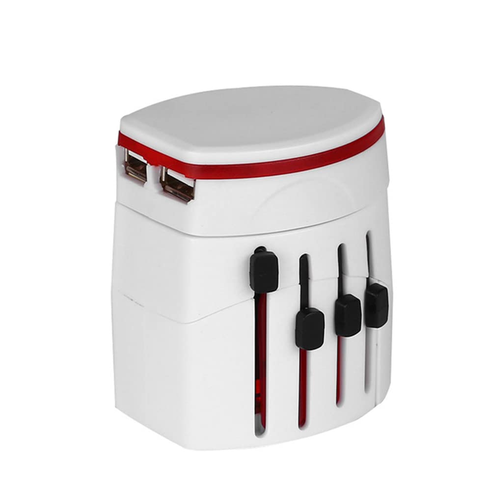 eWINNER Travel International Universal Power 2 USB Port Adaptor Socket US UK EU AU Travel Converter Plug (White)