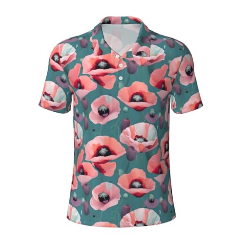 Polo respirant imprimé coquelicots élégance homme