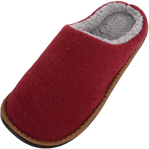 Chaussons mules d'hiver homme bordeaux : enfilage rapide et pieds au chaud garantis
