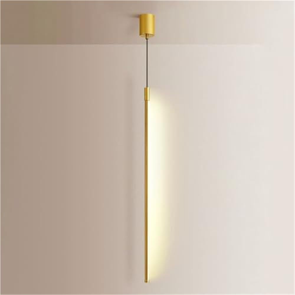 LYMSXAZOU Modern Gold Pendant Light Dimmable Changing Long Tube Hanging Lamp Adjustable Height Ceiling Fixture for Bedside Kitchen Island Living Room Hallway(120cm,Warm White)
