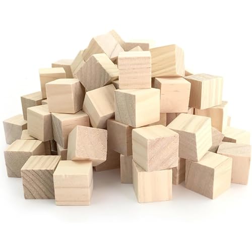 Wooden Blocks 120 Pcs Wooden Building Blocks for Craft Woodens Block for DIY Projects 1x1x1 cm and 2x2x2 cm Wood Blocks for Carving and Education