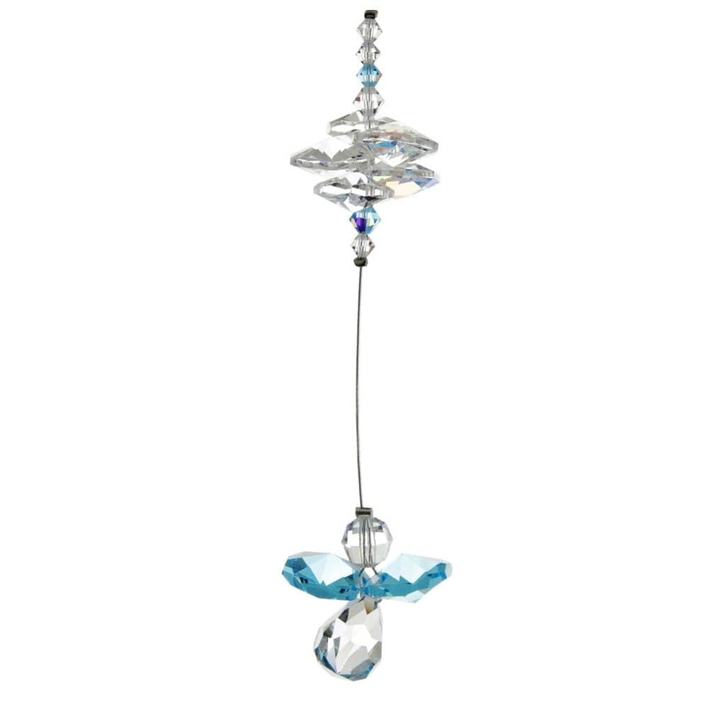 Cascade Crystal Guardian Angel Birthstone Suncatcher MARCH - AQUAMARINE - Embellished with Swarovski Crystals