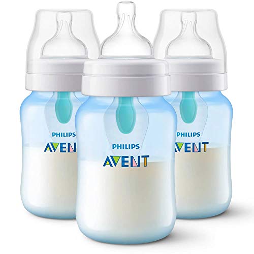 Image of Philips AVENT Anti-Colic Bottle with Air-Free Vent, SCF405/34, Blue, 9 Ounce (Pack of 3)