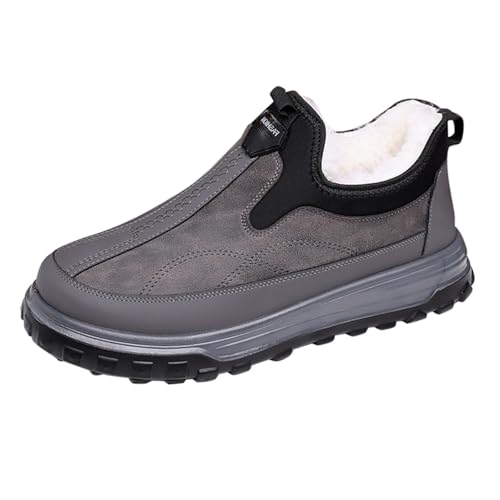 Botas de trekking para hombre, impermeables, para invierno, antideslizantes, forradas, cálidas, con suela gruesa, para senderismo, tiempo libre, botas impermeables, gris, 38 EU
