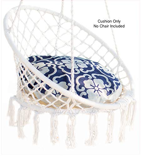 Nooksta Cushion Only for Macrame Hanging Chair - Cushion for Hanging Chairs for bedrooms. Cushion & Insert for Indoor Hanging Chair Ceiling Chair (BlueMorrocan)