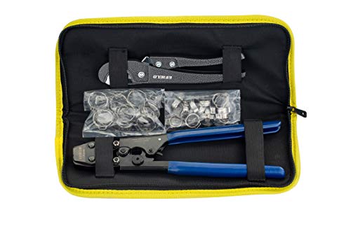 Image of Pex-b Pipe1 /2 Inch(2 x75 ft=150 ft, Red & Blue) Fitting DIY Kit, Crimp Fitting, Clamp Tool, Clamps Cutter &Heavy-Duty Canvas Bags,(79)