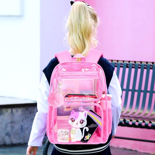 Image of KLFVB 3PCS Clear Backpack for Girls and Boys, Kids See Through Backpacks Stadium Approved, Transparent Bookbag for Elementary