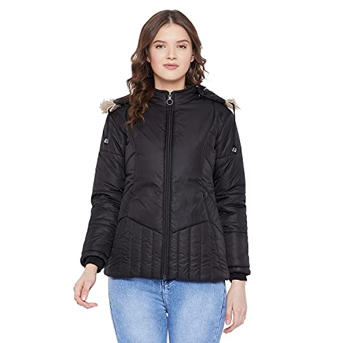 Image of VERO AMORE Women's Black winter wear full sleeve solid parka Jacket-2072A