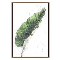 SIGNWIN Framed Canvas Wall Art Light Green Tropical Banana Leaf Botanical Plants Watercolor Minimalism Modern Relax/Calm Pastel for Living Room, Bedroom, Office - 16