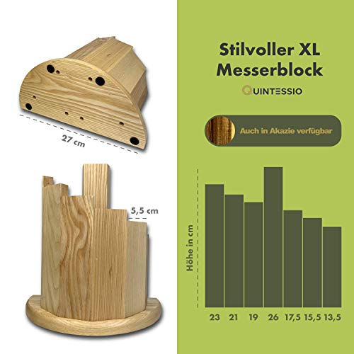 QUINTESSIO Magnetische Messenblok zonder Messen - Halfronde Magnetische Houten Messenhouder - XL-Messenplank met Extra… - Afbeelding 3