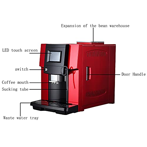 ZuoHongLing 200-W-Kaffeevollautomat, Espresso-Cappuccino-Maschine, mit unabhängigem Milchschaumsystem und einstellbarem Getriebe, Rot – Bild 3