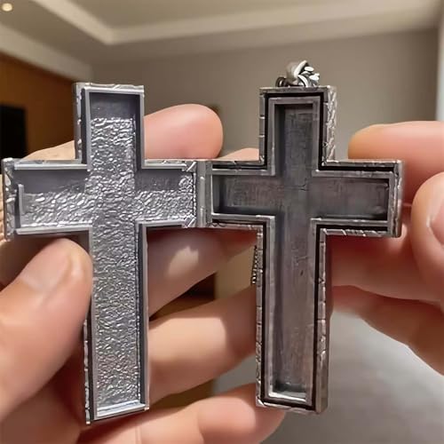 Unique Cross Necklace with Secret Compartment Pendant Necklace Vintage Handmade Pendant Jewellery Fashion Gift2