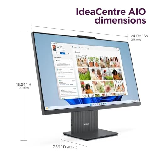 Image of Lenovo IdeaCentre All-in-One Desktop Computer, 27 inch FHD Touchscreen, 6-core AMD Ryzen 5 8645HS, 64GB DDR5, 1TB SSD, Wi-Fi 6, HDMI in&Out, Wireless Charging Base, Wireless KB&Mouse, Windows 11 Home