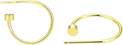 Adabele Authentic Sterling Silver C Hoop Huggie Earrings 10mm 15mm 20mm with 3mm Dot Hypoallergenic Nickel Free Women Jewelry