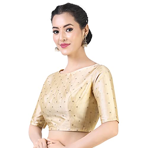 Studio Shringaar Women's Polyester Elbow Length Sleeves Pastel Tie N Dye Print Saree Blouse