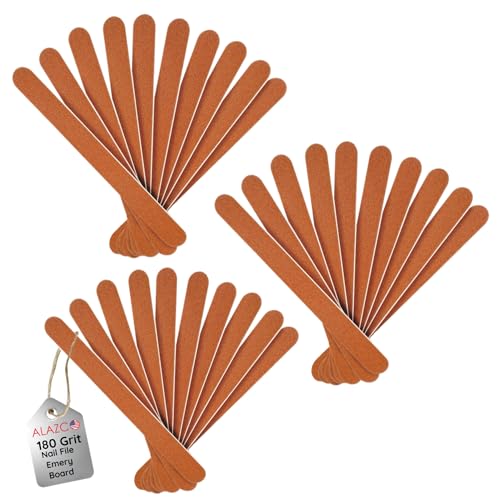 ALAZCO 30Pcs Nail File Emery Boards Buffering Files Professional Manicure Pedicure Beauty Tools Dual Sided Nail Files Med & Coarse Set for Home and Salon Washable Travel TSA Friendly