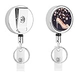 Heavy Duty Crystal High Heels Badge Reel with 360° Swivel Alligator Clip & 24' Retractable Nylon Cord Lightweight Name Badge Holder for Nurse Teacher Office Worker Id Card Decor