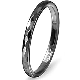 [lapisia] 刻印可能 アレルギー対応 タングステン 指輪 リング メンズ ペアリング 結婚指輪 多面カット (2mmブラック（刻印無し）, 4号)