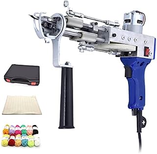 3 in 1 Carpet Tufting Gun Set, Tufting Gun+Yarn+Fabric, Electric Rug Tufting Gun 5-40 Stitches/sec, Adjustable Carpet Weaving Machine 7-21 mm Handheld Knitting Machine DIY Tools UK Plug (Cut Pile)