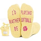 Zmart Softball Gifts for Girls Boys - Gifts for Softball Team Players Catcher Pitcher Girls, Fuzzy Socks Stocking Stuffers