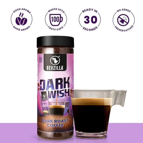 Image of Bevzilla 200 Gram Classic & 200 Gram Dark roasted Darkwish Instant Coffee powder | Best for Espresso, Latte & Cappucino | Hot & Cold Brews (Pack of 2)