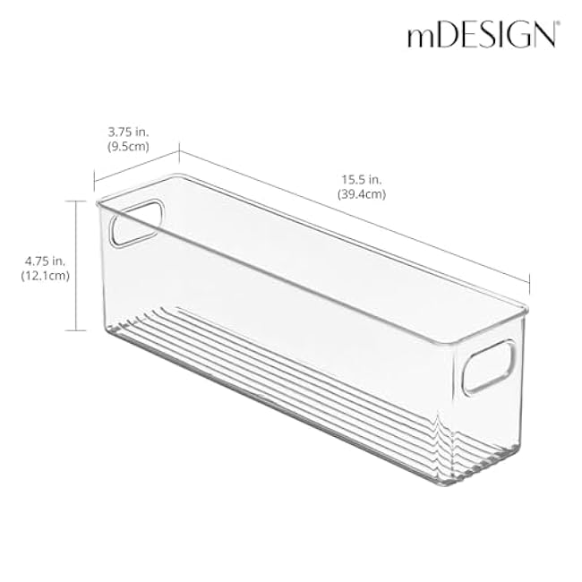 mDesign Plastic Kitchen Organizer - Storage Holder Bin with Handles for Pantry, Cupboard, Cabinet, Fridge/Freezer, Shelves, and Counter - Holds Canned Food, Snacks - 2 Pack - Clear