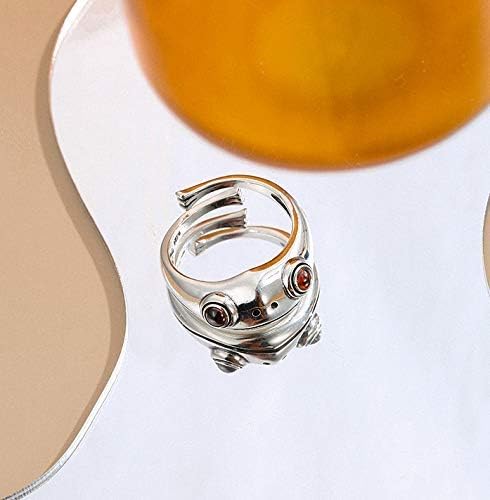 BUUKAAI Silver Frog Animal Ring for Women Vintage Cute Animal Finger Ring S925 Fashion Party Jewelry Gifts