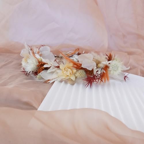 Corona de flores secas para novia Boho miniatura 7