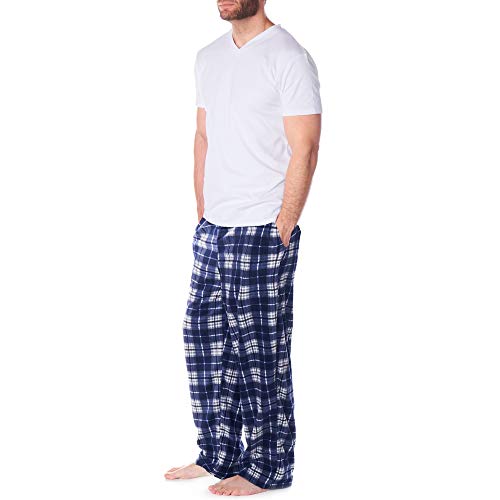 Alpine Swiss Mens Pajama Set Cotton Shirt and Polar Fleece Pants with Pockets2