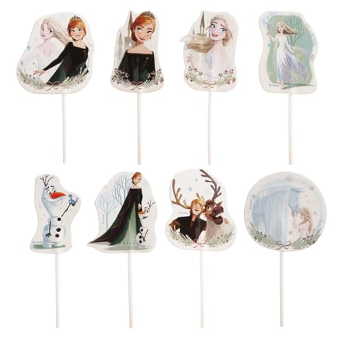 dekora - Kit para decorar Cupcakes ou bolos de Frozen da Disney - Cake Toppers em papel - 8 modelos 16 unidades