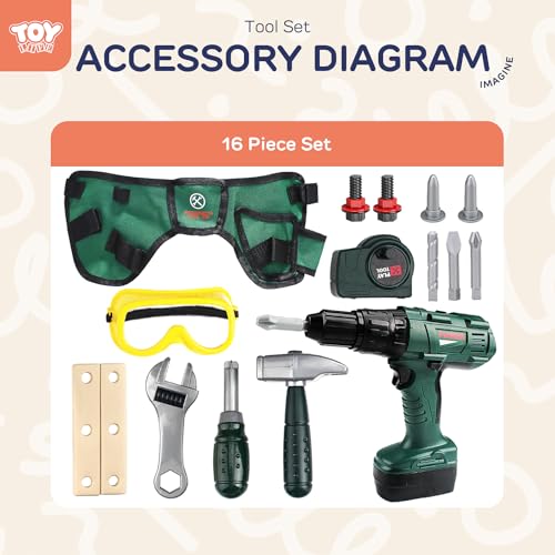 STEAM Life Kids Tool Set with Kids Tool Belt & Electronic Toy Drill, Kids Tool Box, Toddler Tool Set for Boys, Toy Tools for Kids, Toy Hammer, Kids Tape Measure, Play Tool Set for Toddlers 3-5 - Thumbnail 7