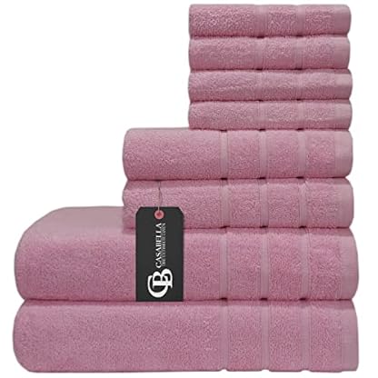 Casabella Luxus Handtuchballen aus 100 % ägyptischer Baumwolle – 8 Stück – 550 g/m²… (Pink)