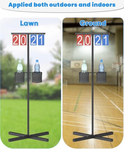 Queension Scoreboard Flipper with Stand, Cornhole Scoreboard with Drink Holder for Corn Hole Games, Pickleball Score Keeper, Scoring Board for Basketball Accessories, Team Sports, Black by Queension - Image 9
