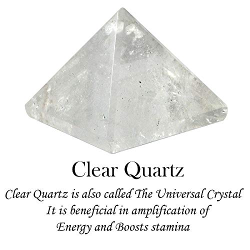 Image of Reiki Crystal Products Natural Clear Quartz Pyramid for Reiki Healing and Crystal Healing Stone Pyramid Size 30-35 mm (Color : Clear) Pack of 1 pc