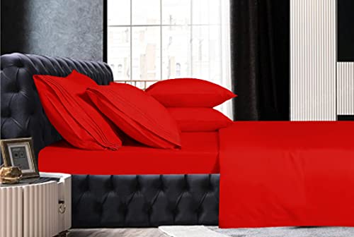 Image of Mocassi Hotel Luxury 1800 Thread Count Bedding Pillowcases King Size Set of 2 - Pillow Covers - Pillow Protector - Cooling Pillowcases (Set of 2 King Size 20 inch x 40 inch, Red)