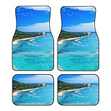 Waikiki Beach and Diamond Head Honolulu Oahu Island Hawaii Car Floor Mats 4-Piece Set, All-Weather Non-Slip Automotive Carpet for Sedan, Truck, SUV - Fits Most Vehicles