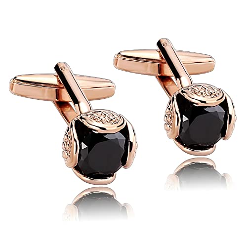 Skcess Black Rose Red Men Cufflinks Set Stainless Steel Engraved Cufflinks, Flower Custom Cufflinks Personalized Cufflinks for Men Initial Cufflinks