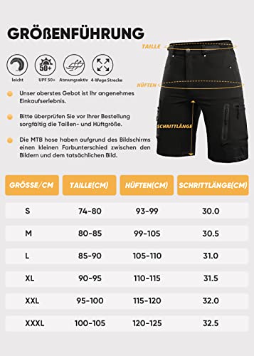 Cycorld Herren MTB-Hosen Kurze Wanderhose mit 6 Taschen