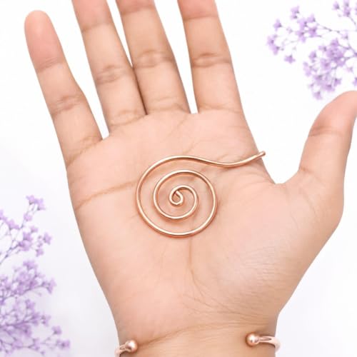 Image of Handcrafted Copper Spiral Energy Coil, Healing Meditation Tool for Reiki and Palm Reading Universal with Wireless Spiral