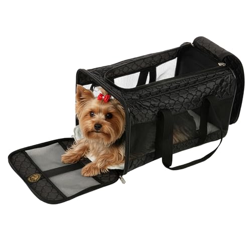 Sherpa Travel Original Deluxe Airline Approved Pet Carrier, Large, Black Lattice Stitching