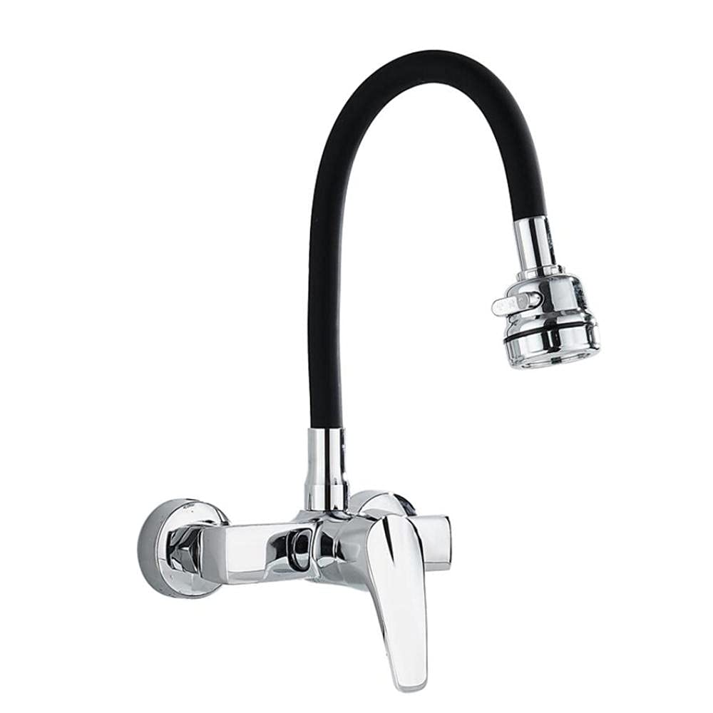 Robinet cuisine mural laiton anti-encombrement mitigeur pivotant pour evier et balcon