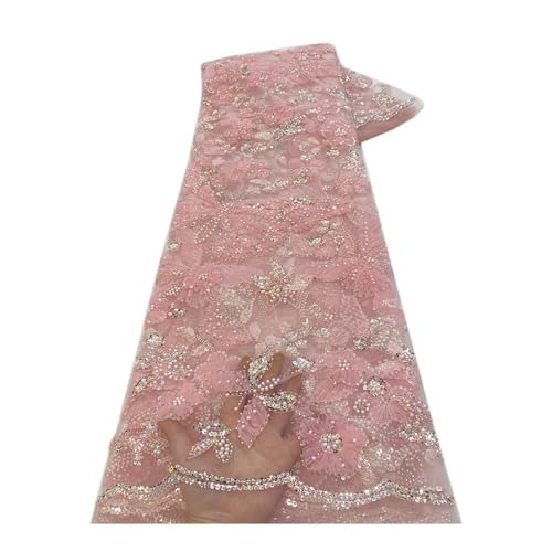 Tissu à paillettes de fleurs anti-effilochage 5 yards brodé point chaîne pour robe de mariée