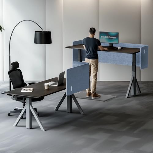 Image of Desk Privacy Panel,2PCS L-Shaped Clamp-On Office Desk Divider,2-in-1 Adjustable Acoustic Desktop Partition Or Under Desk Modesty Panel,for Office,Home,Felt(Blue, 47.2 inch x 17.7 inch)