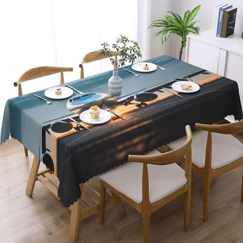 Nappe rectangulaire imprimé avion lavable pour protéger la table de cuisine - 3