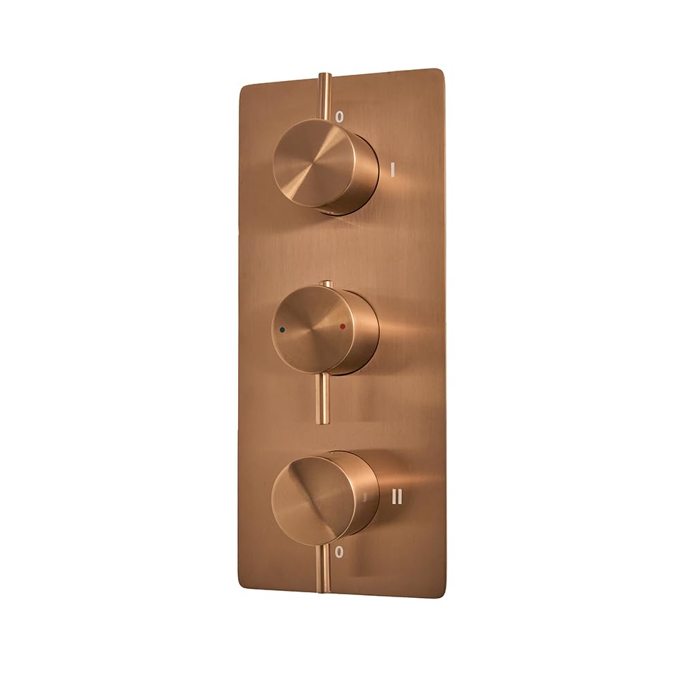 Milano Otto 3 Outlet Triple Diverter Thermostatic Concealed Mixer Shower Valve - Brushed Copper