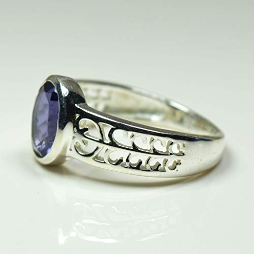 Bague en argent 925 véritable et iolite ovale faite main - 3